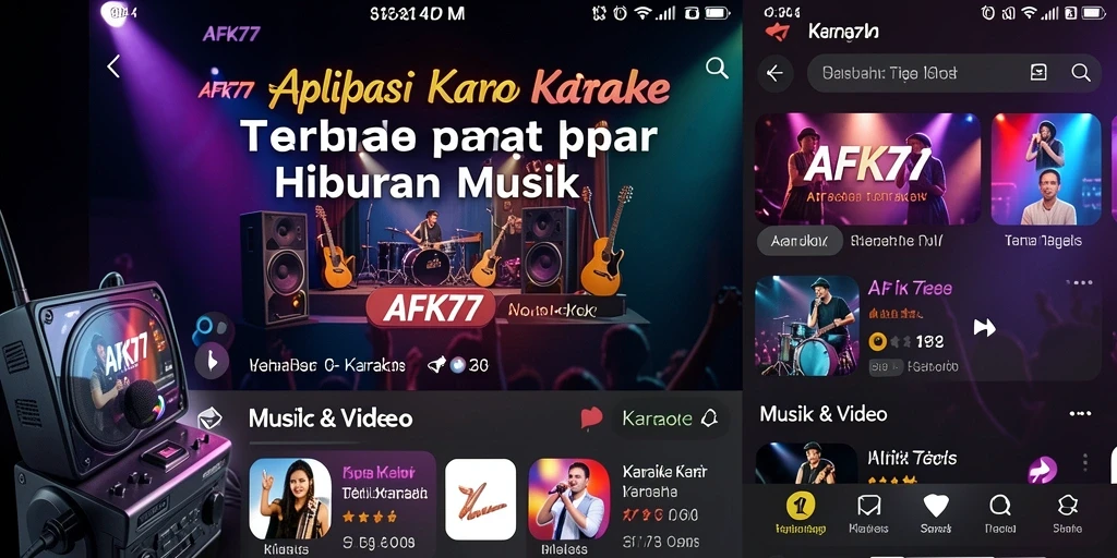 Screenshot antarmuka AFK77 dengan fungsi Karaoke yang menarik.