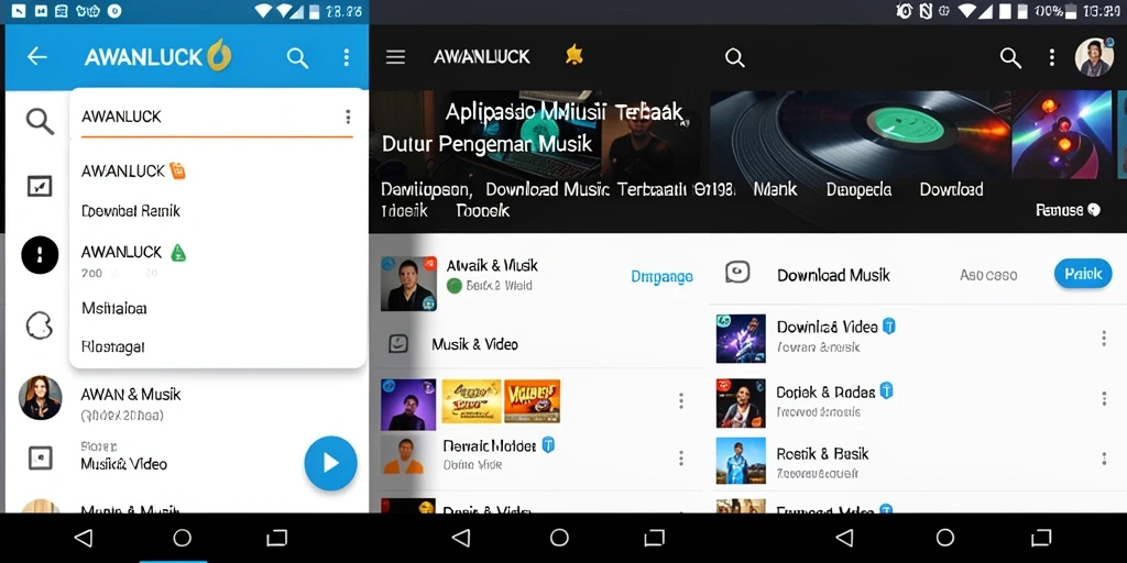 Tampilan antarmuka AWANLUCK yang intuitif untuk Download Musik.