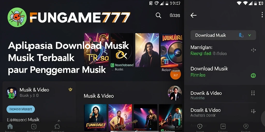 Tampilan antarmuka FUNGAME777 yang sederhana dan fungsional untuk Download Musik.