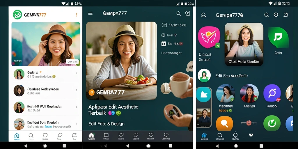 Antarmuka pengguna aplikasi GEMPA777 yang menarik dan mudah dipahami.