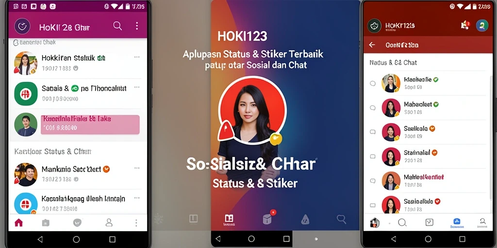 Antarmuka HOKI123 menampilkan berbagai stiker dan status kreatif.