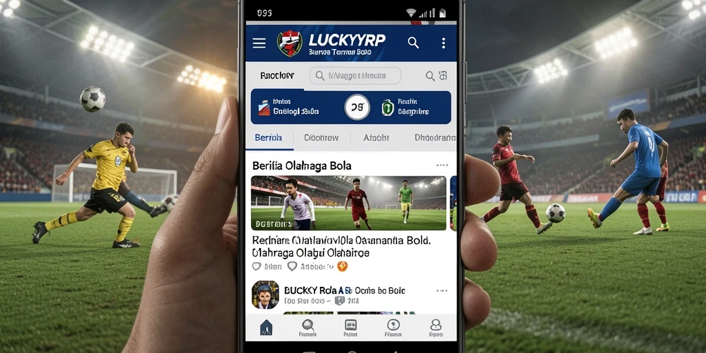 Screenshot utama LUCKYRP menampilkan antarmuka berita olahraga bola yang menarik.