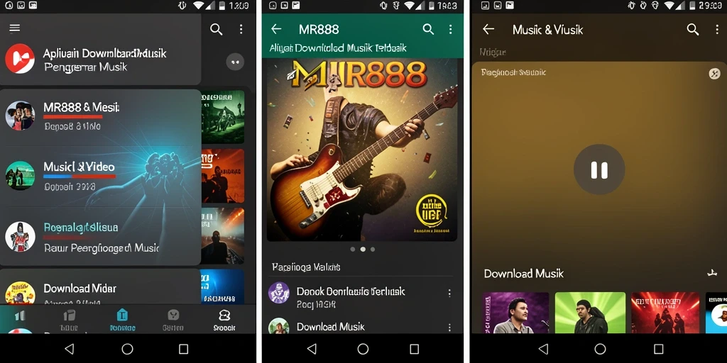Antarmuka aplikasi MR888 untuk Download Musik yang mudah digunakan.