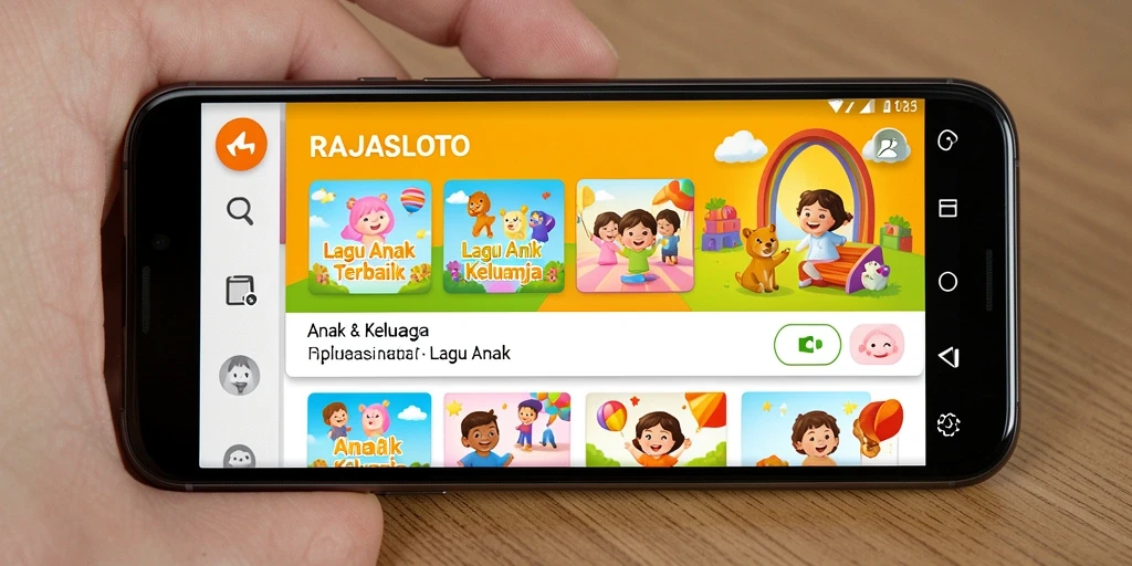 Tampilan antarmuka aplikasi RAJASLOTO yang menarik dan ramah anak.